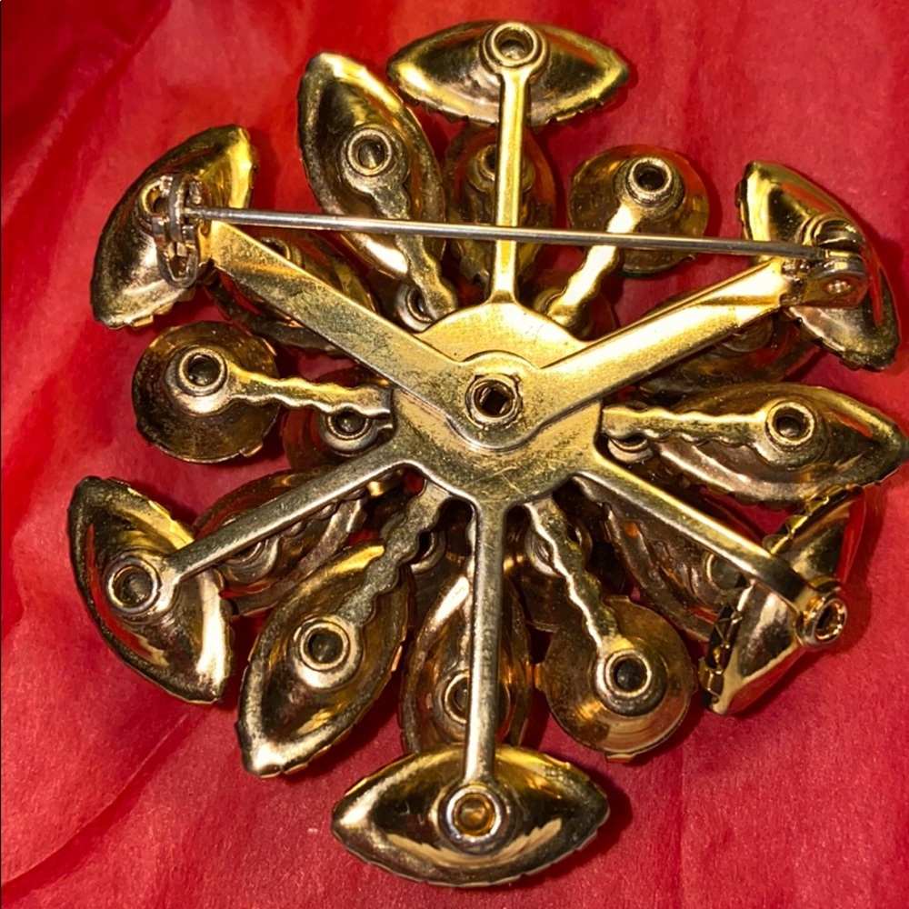 Green Rhinestones Brooch Vintage - Picture 5 of 5
